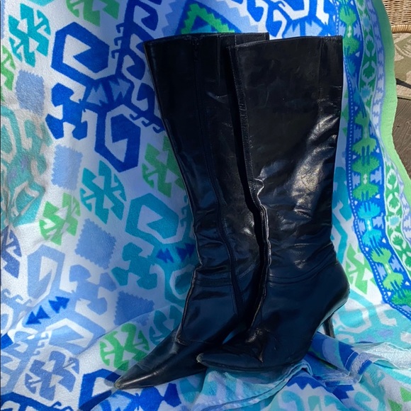 Nine West kitten heel pointed toe leather boot - Picture 2 of 6